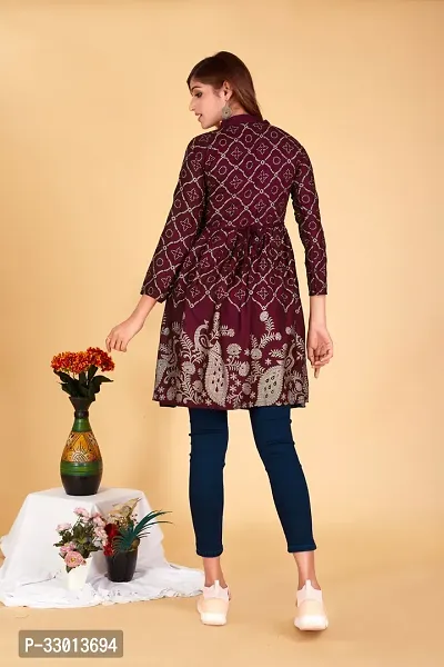 Beautiful Cotton Blend Purple Printed Kurta For Women-thumb2