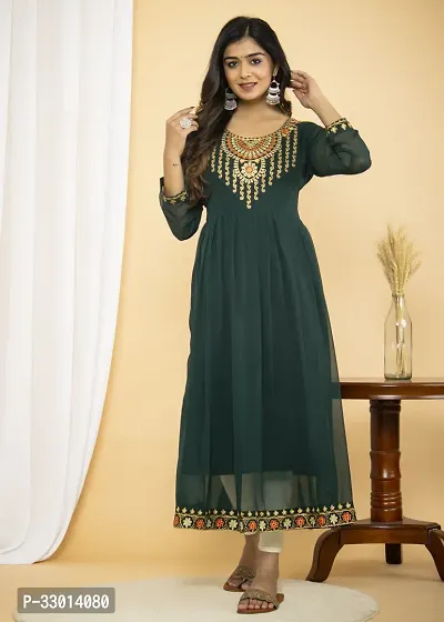 Stylish Green Georgette Kurta For Women-thumb0