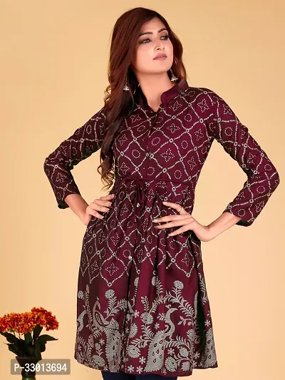 Beautiful Cotton Blend Purple Printed Kurta For Women