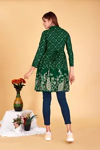 Beautiful Cotton Blend Green Printed Kurta For Women-thumb1