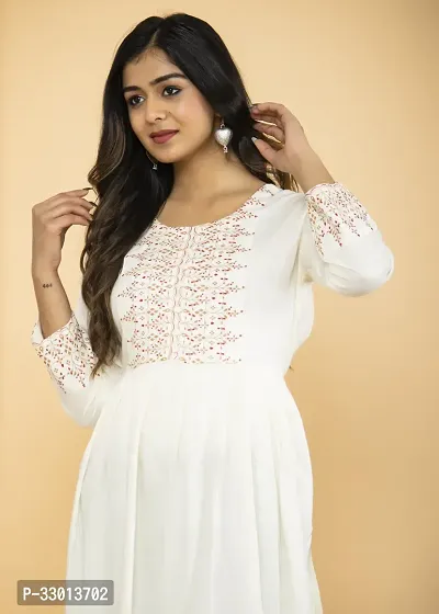 Beautiful Cotton Blend Cream Printed Kurta For Women-thumb4