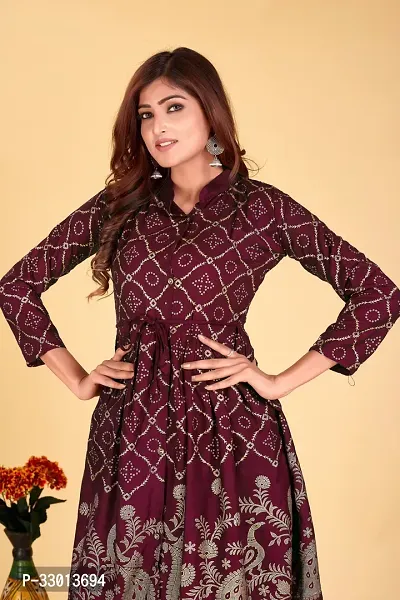 Beautiful Cotton Blend Purple Printed Kurta For Women-thumb3