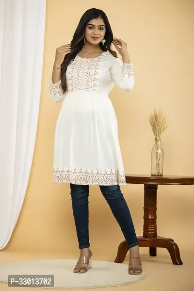 Beautiful Cotton Blend Cream Printed Kurta For Women-thumb3