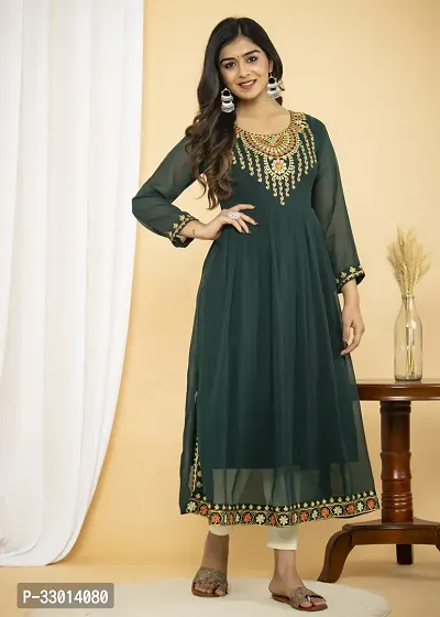 Stylish Green Georgette Kurta For Women-thumb3