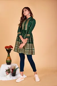 Beautiful Cotton Blend Green Printed Kurta For Women-thumb2