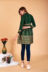 Beautiful Cotton Blend Green Printed Kurta For Women-thumb1