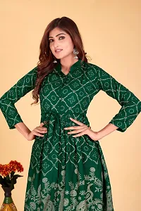 Beautiful Cotton Blend Green Printed Kurta For Women-thumb2