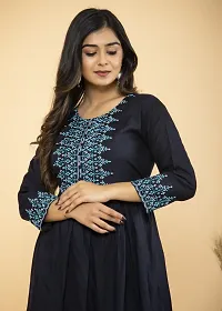 Beautiful Cotton Blend Black Printed Kurta For Women-thumb3