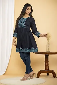 Beautiful Cotton Blend Black Printed Kurta For Women-thumb2