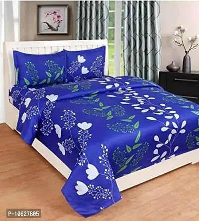 Vaastu Furnishings 144 TC Polycotton 3D Printed Double Bedsheet with 2 Pillow Covers (Multicolour, Size 87 x 87 Inch)