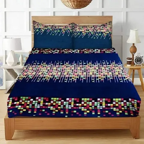Vaastu Furnishings 144 TC Polycotton 3D Printed Double Bedsheet with 2 Pillow Covers (Multicolour, Size 87 x 87 Inch)