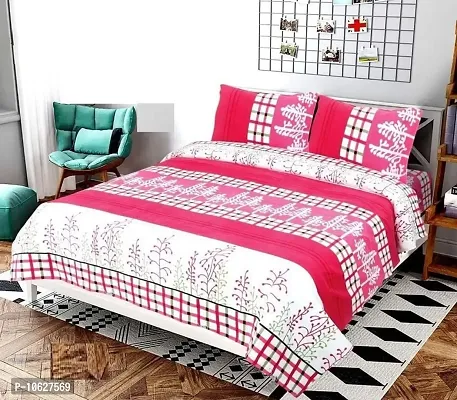 Vaastu Furnishings 144TC 3D Printed Polycotton Double Bedsheet with 2 Pillow Covers (Multicolour, Size 87 x 87 Inch)