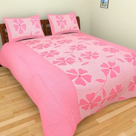 Vaastu Furnishings 144 TC Polycotton 3D Printed Double Bedsheet with 2 Pillow Covers (Multicolour, Size 87 x 87 Inch)