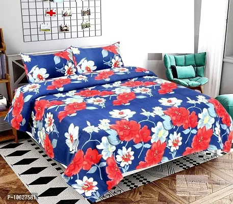 Vaastu Furnishings 144TC 3D Printed Polycotton Double Bedsheet with 2 Pillow Covers (Multicolour, Size 87 x 87 Inch)-thumb0