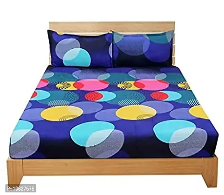 Vaastu Furnishings 144 TC Polycotton 3D Printed Double Bedsheet with 2 Pillow Covers (Multicolour, Size 87 x 87 Inch)