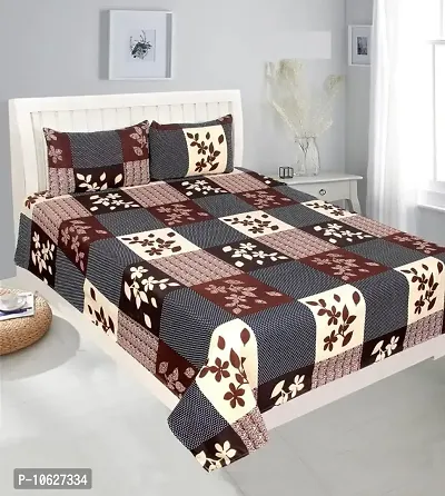 Vaastu Furnishings 144TC 3D Printed Polycotton Double Bedsheet with 2 Pillow Covers (Multicolour, Size 87 x 87 Inch)