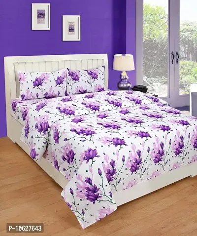 Vaastu Furnishings 144 TC Polycotton 3D Printed Double Bedsheet with 2 Pillow Covers (Multicolour, Size 87 x 87 Inch)