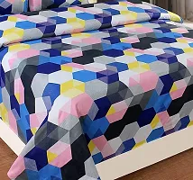 Vaastu Furnishings 144TC 3D Printed Polycotton Double Bedsheet with 2 Pillow Covers (Multicolour, Size 87 x 87 Inch)-thumb1