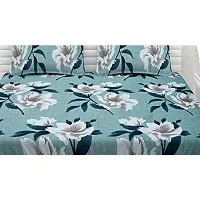 Vaastu Furnishings 180TC Printed Glace Cotton Double Bedsheet with 2 Pillow Covers (Multicolour, Size 90 x 100 Inch)-thumb1