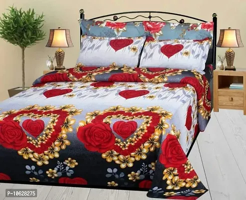 Vaastu Furnishings 144TC 3D Printed Polycotton Double Bedsheet with 2 Pillow Covers (Multicolour, Size 87 x 87 Inch)