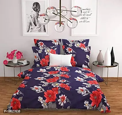 Vaastu Furnishings 144 TC Polycotton 3D Printed Double Bedsheet with 2 Pillow Covers (Multicolour, Size 87 x 87 Inch)