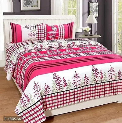 Vaastu Furnishings 144 TC Polycotton 3D Printed Double Bedsheet with 2 Pillow Covers (Multicolour, Size 87 x 87 Inch)