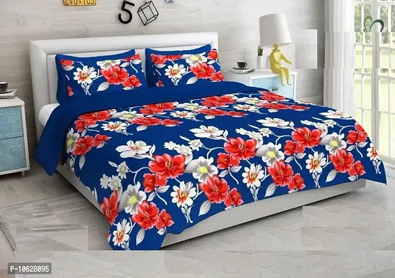 Vaastu Furnishings 144 TC Polycotton 3D Printed Double Bedsheet with 2 Pillow Covers (Multicolour, Size 87 x 87 Inch)