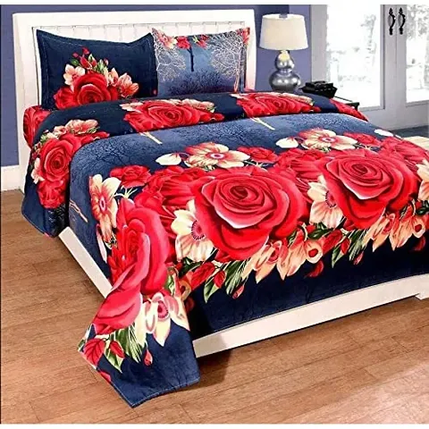 Vaastu Furnishings 144 TC Polycotton 3D Printed Double Bedsheet with 2 Pillow Covers (Multicolour, Size 87 x 87 Inch)