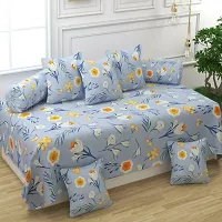 160TC Glace Cotton Combo of 1 Double Bedsheet with 2 Pillow Covers  8 Pc Diwan Set-thumb2