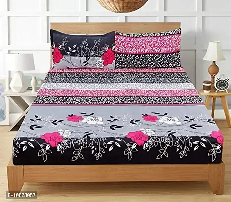 Vaastu Furnishings 144 TC Polycotton 3D Printed Double Bedsheet with 2 Pillow Covers (Multicolour, Size 87 x 87 Inch)