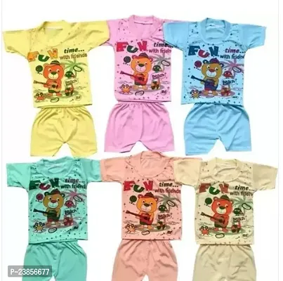 Stylish Self Pattern Multicoloured Cotton T-Shirts with Shorts For Boys-thumb0