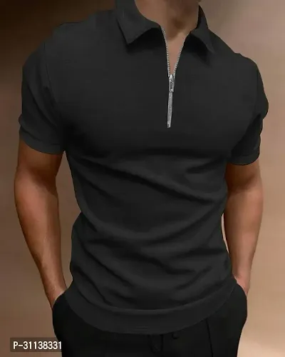 Men's Solid Polo Neck Cotton T-Shirt