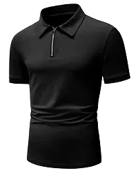 Men's Solid Polo Neck Cotton T-Shirt-thumb1