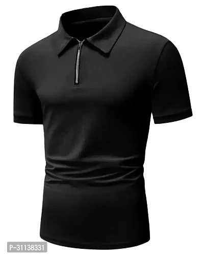 Men's Solid Polo Neck Cotton T-Shirt-thumb2