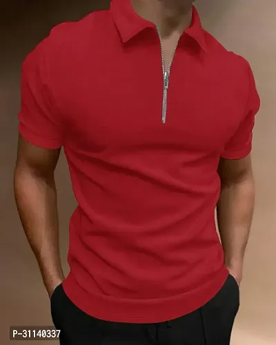 Men's Solid Polo Neck Cotton T-Shirt-thumb0