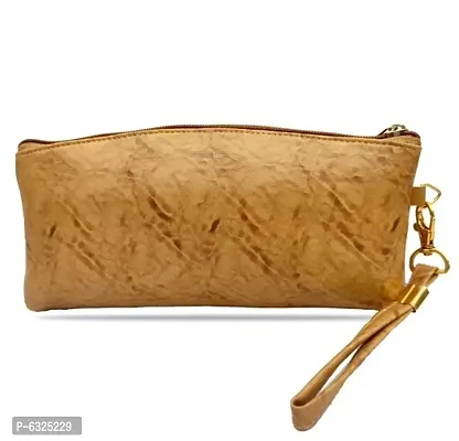 Stylish Leatherette Mustard Self Pattern Clutches For Women