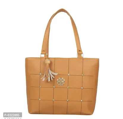 Elegant Faux Leather Handbags For Women And Girls Tan Box