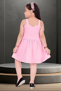 Stylish Pink Crepe Dress For Girls-thumb2