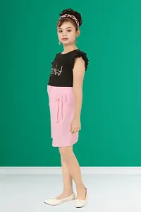 Stylish Pink Crepe Dress For Girls-thumb3