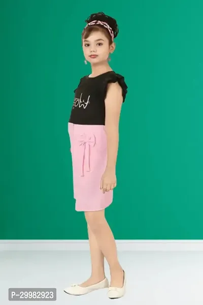 Stylish Pink Crepe Dress For Girls-thumb5