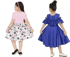 Stylish Multicoloured Crepe Dress For Girls Pack Of 2-thumb2