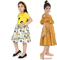 Stylish Multicoloured Crepe Dress For Girls Pack Of 2-thumb1