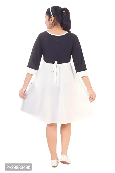 Stylish White Crepe Dress For Girls-thumb3