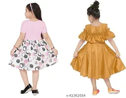 Stylish Multicoloured Crepe Dress For Girls Pack Of 2-thumb2