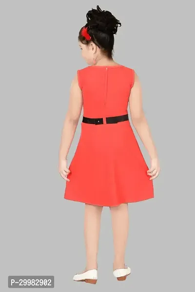 Stylish Red Crepe Dress For Girls-thumb4