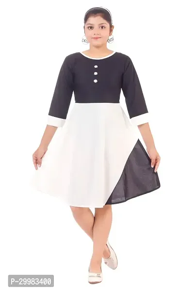 Stylish White Crepe Dress For Girls-thumb0