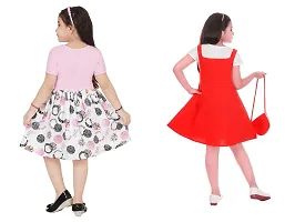 Stylish Multicoloured Crepe Dress For Girls Pack Of 2-thumb2