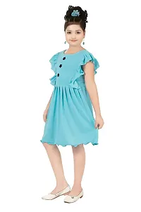 Stylish Blue Crepe Dress For Girls-thumb1