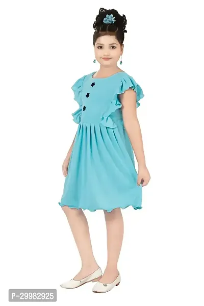 Stylish Blue Crepe Dress For Girls-thumb2