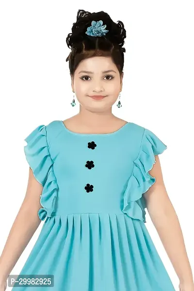 Stylish Blue Crepe Dress For Girls-thumb4